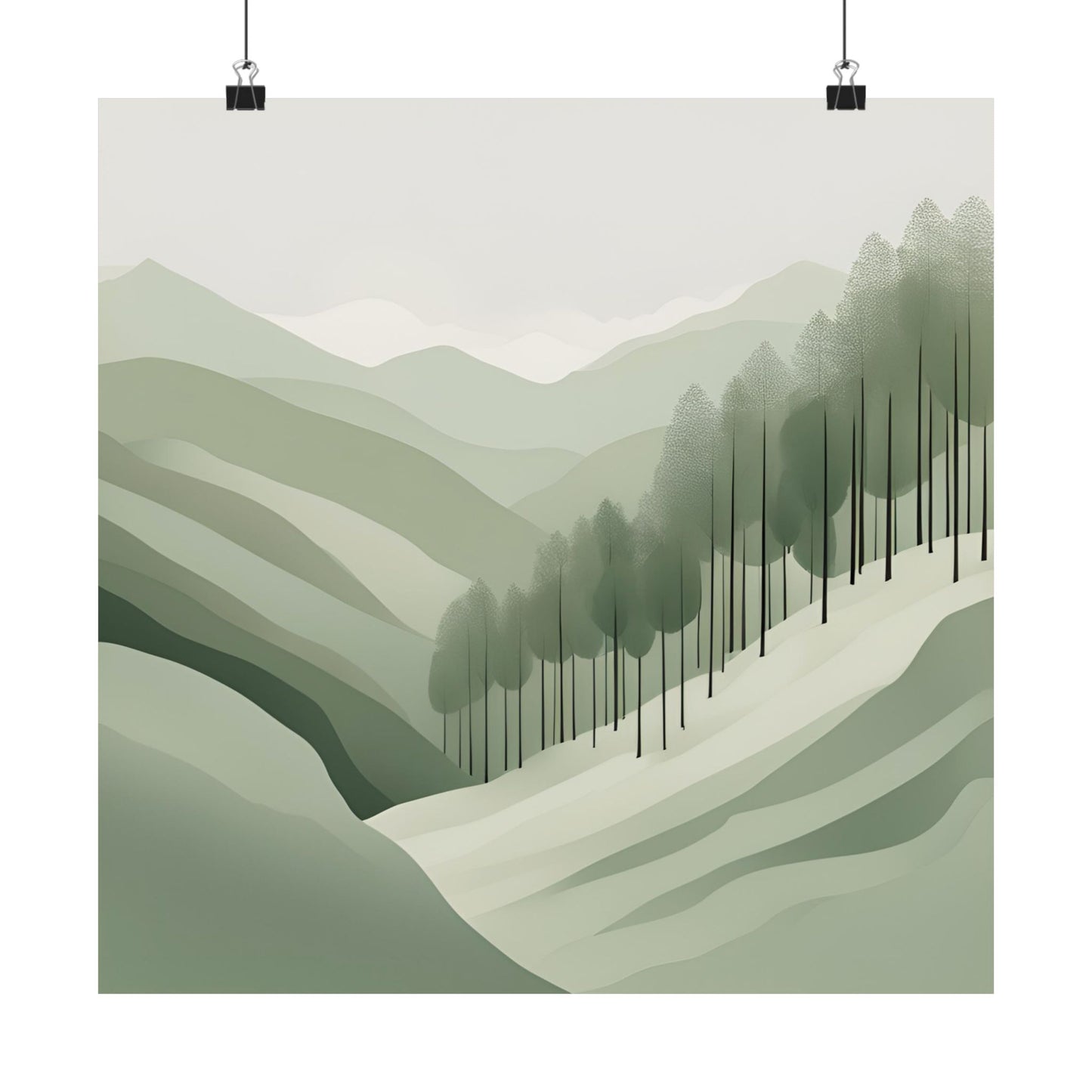On The Hillside Green 12 Matte Square Posters