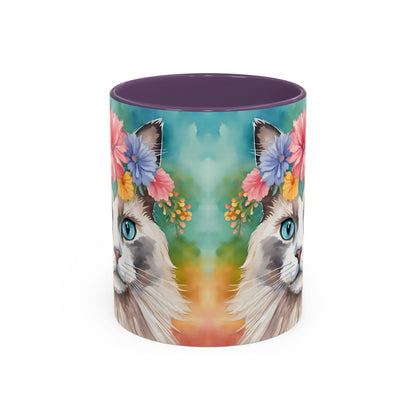 Floral Rag Doll Cat 01 Accent Coffee Mug - 11oz Perfect for Cat Lovers & Gifts