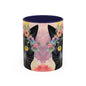 Floral Black Cat 02 Accent Coffee Mug - 11oz Perfect for Cat Lovers & Gifts