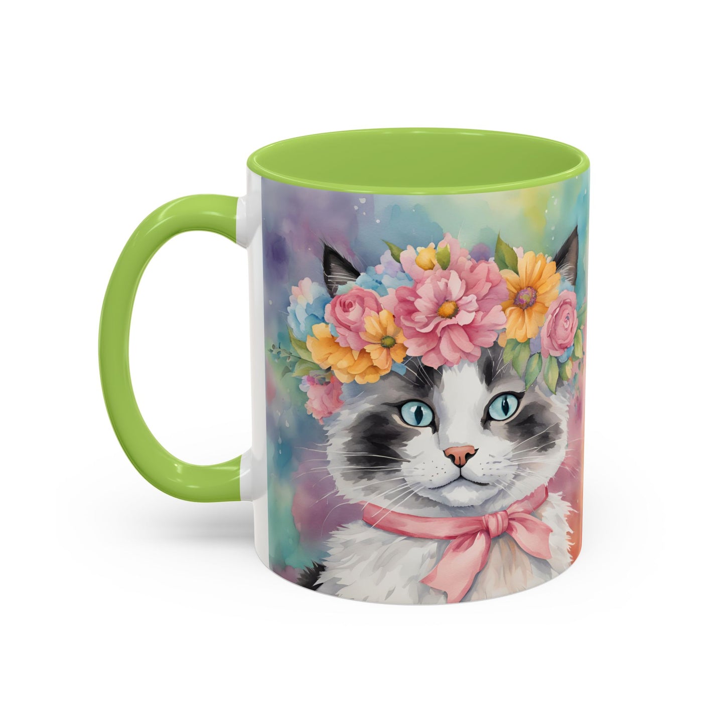 Floral Rag Doll Cat 04 Accent Coffee Mug - 11oz Perfect for Cat Lovers & Gifts