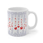 Icicle Hearts Red Valentines Mug Ceramic 11oz