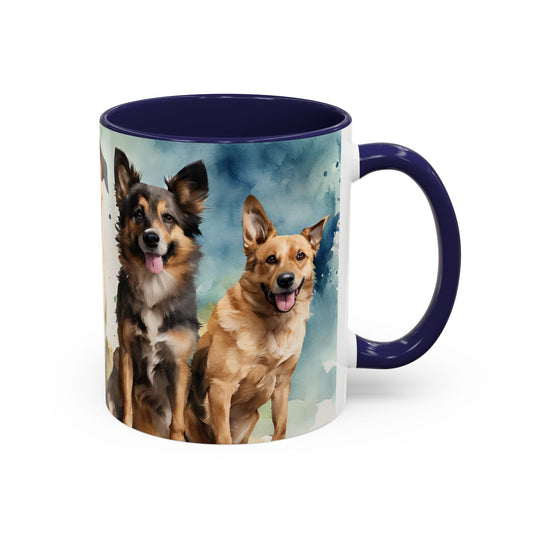 Multicoloured Doggies 6 Accent Mug 11oz