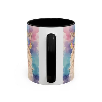 Floral Siamese Cat 02 Accent Coffee Mug - 11oz Perfect for Cat Lovers & Gifts