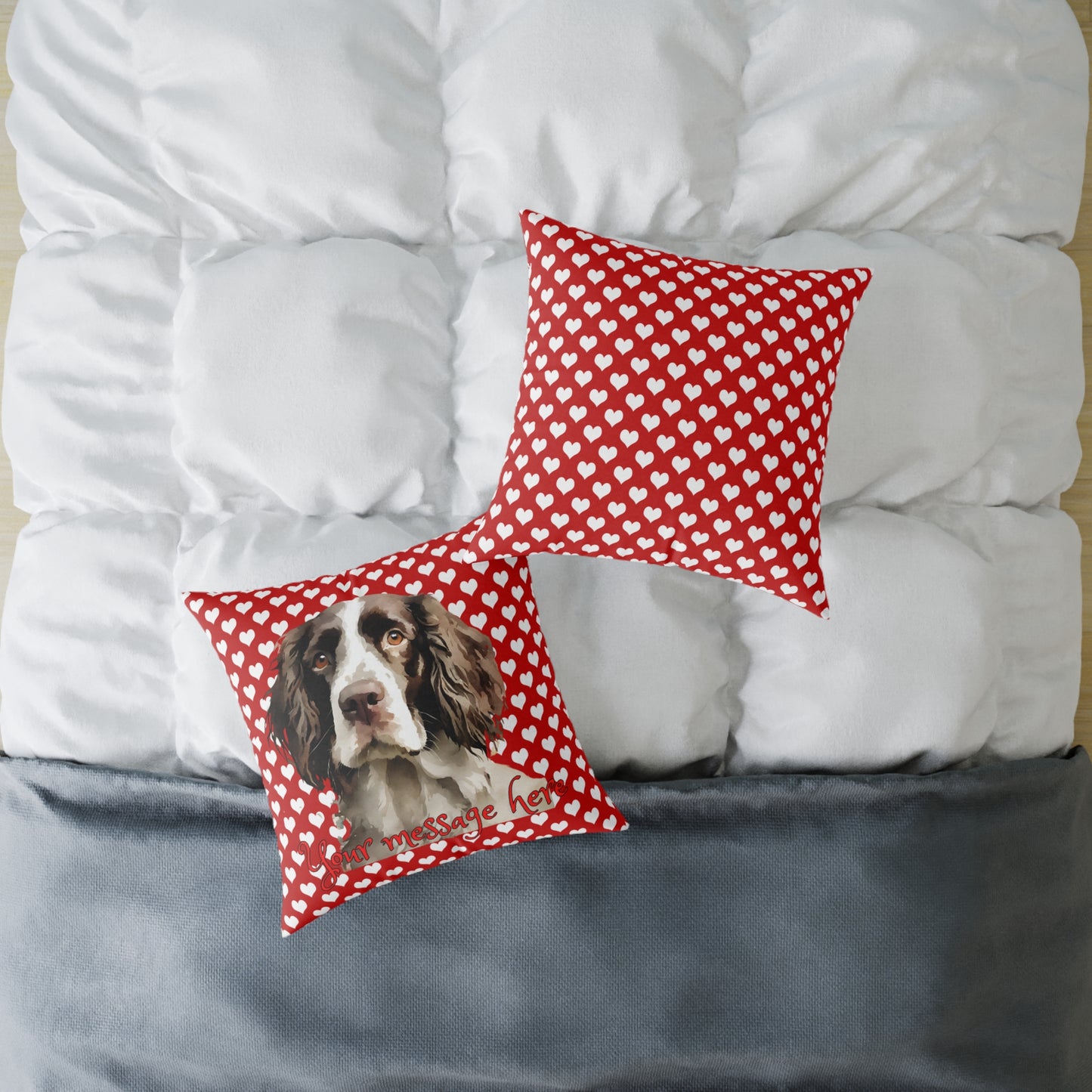 Personalized Valentine Springer Spaniel Poly Cushion/Pillow 5 sizes