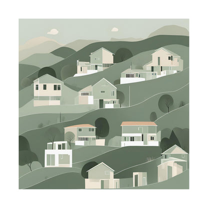 On The Hillside Green 4 Matte Square Posters