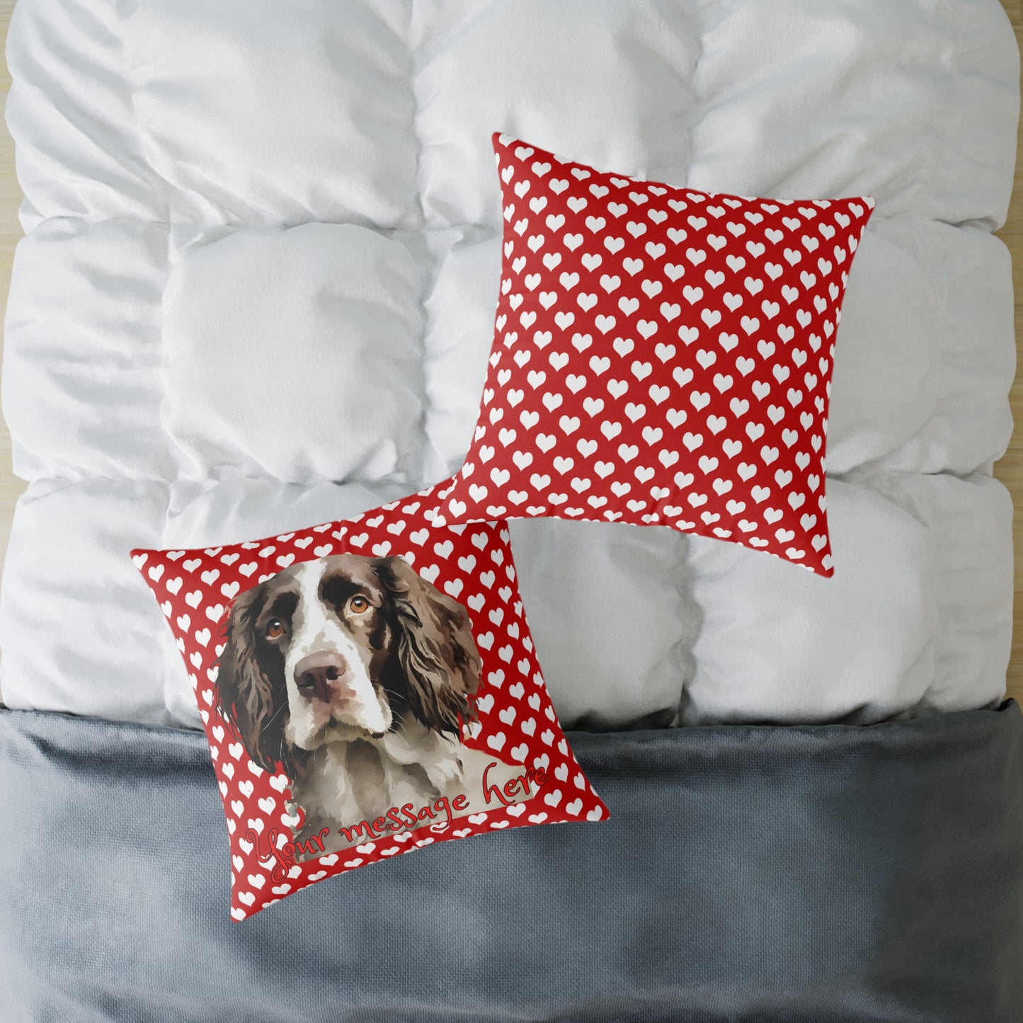 Personalized Valentine Springer Spaniel Poly Cushion/Pillow 5 sizes
