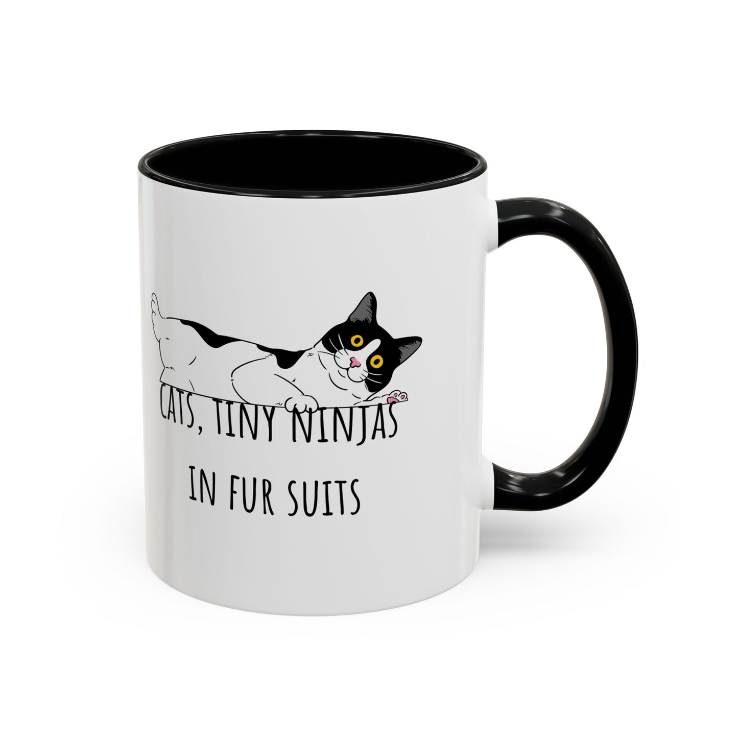 Cats Tiny Ninjas Accent Coffee Mug (11oz)