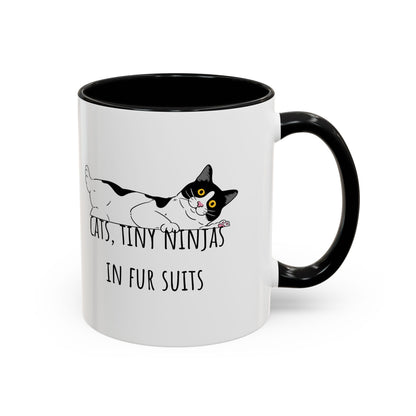 Cats Tiny Ninjas Accent Coffee Mug (11oz)