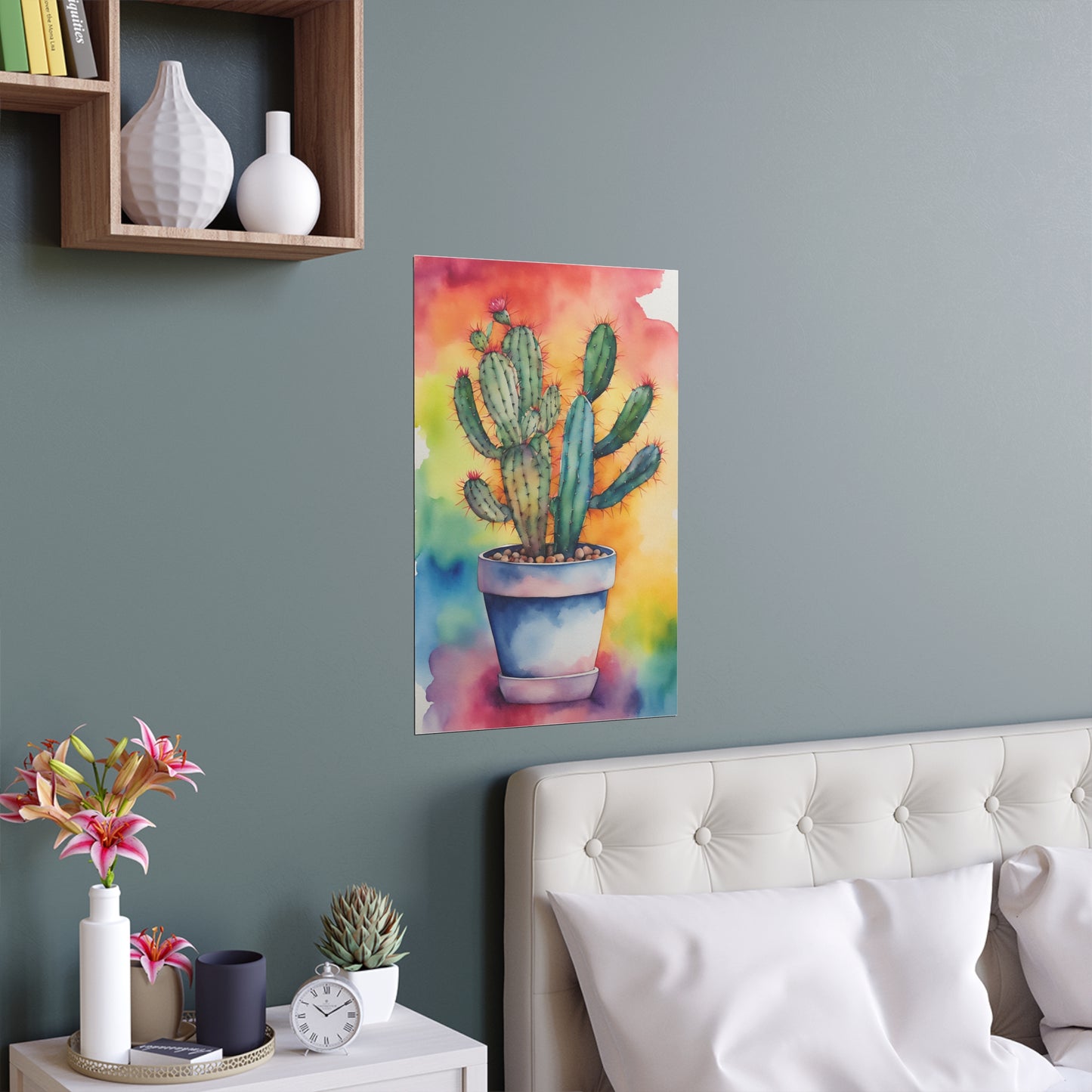 Multicolored Cactus 4 Indoor and Outdoor Silk Poster