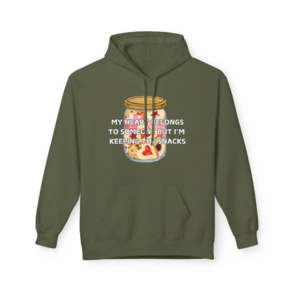 My Heart Belongs To Someone But I’m Keeping The Snacks Mens Valentines Hoodie