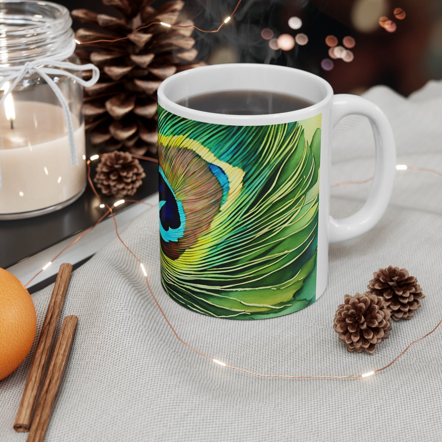 Peacock Feather 01 Mug - Nature's Beauty Collection
