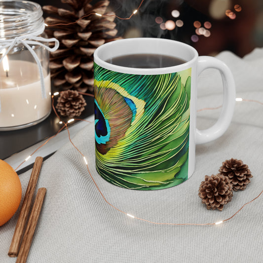 Peacock Feather Coffee Mug - Nature's Beauty Collection
