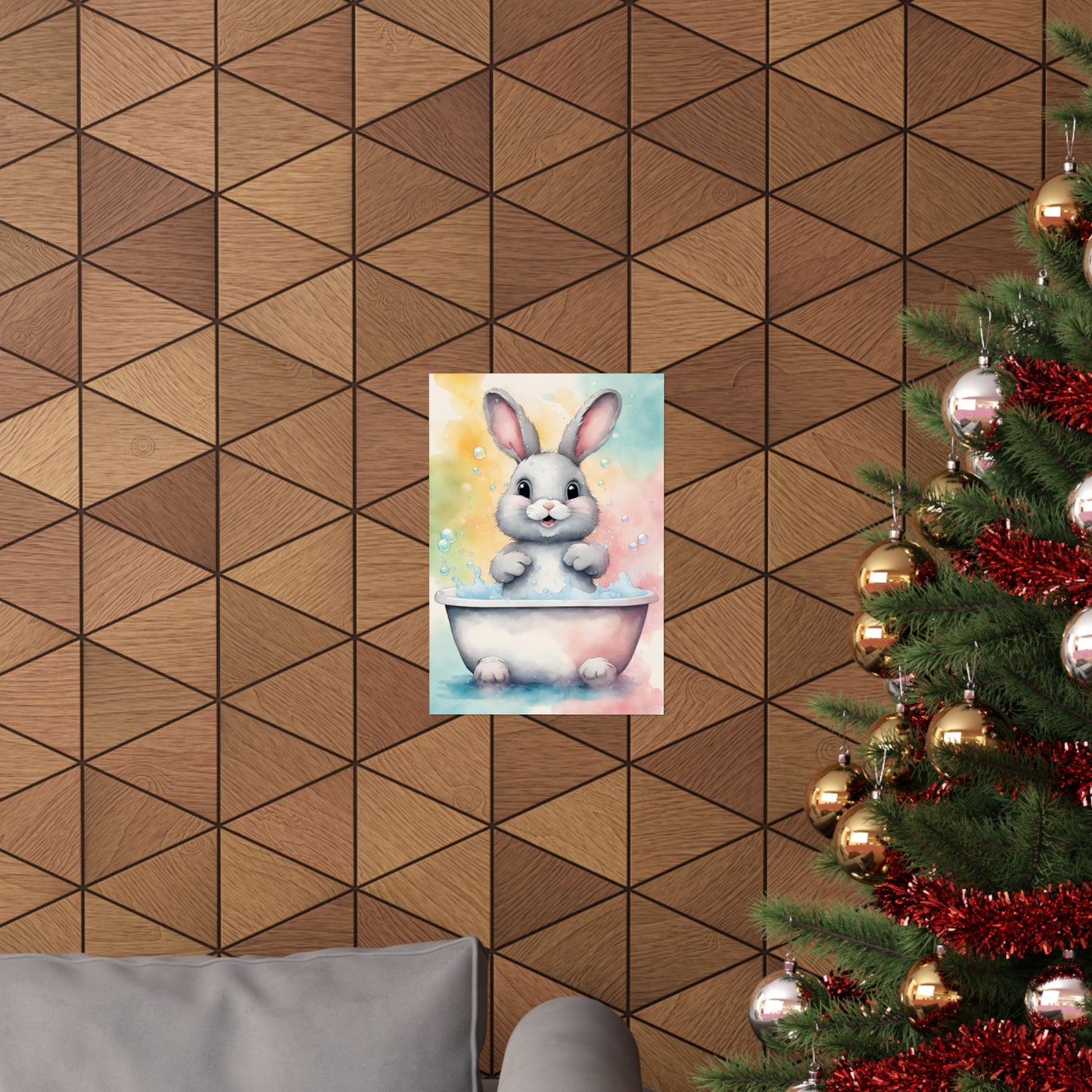 Nursery Bunny in the Bath 2 Matte Vertical Posters