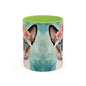 Floral Siamese Cat 01 Accent Coffee Mug - 11oz Perfect for Cat Lovers & Gifts