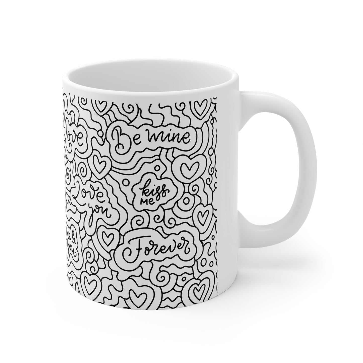Doodle Be Mine Valentines Mug Ceramic 11oz