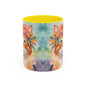 Floral Ginger Cat 02 Accent Coffee Mug - 11oz Perfect for Cat Lovers & Gifts