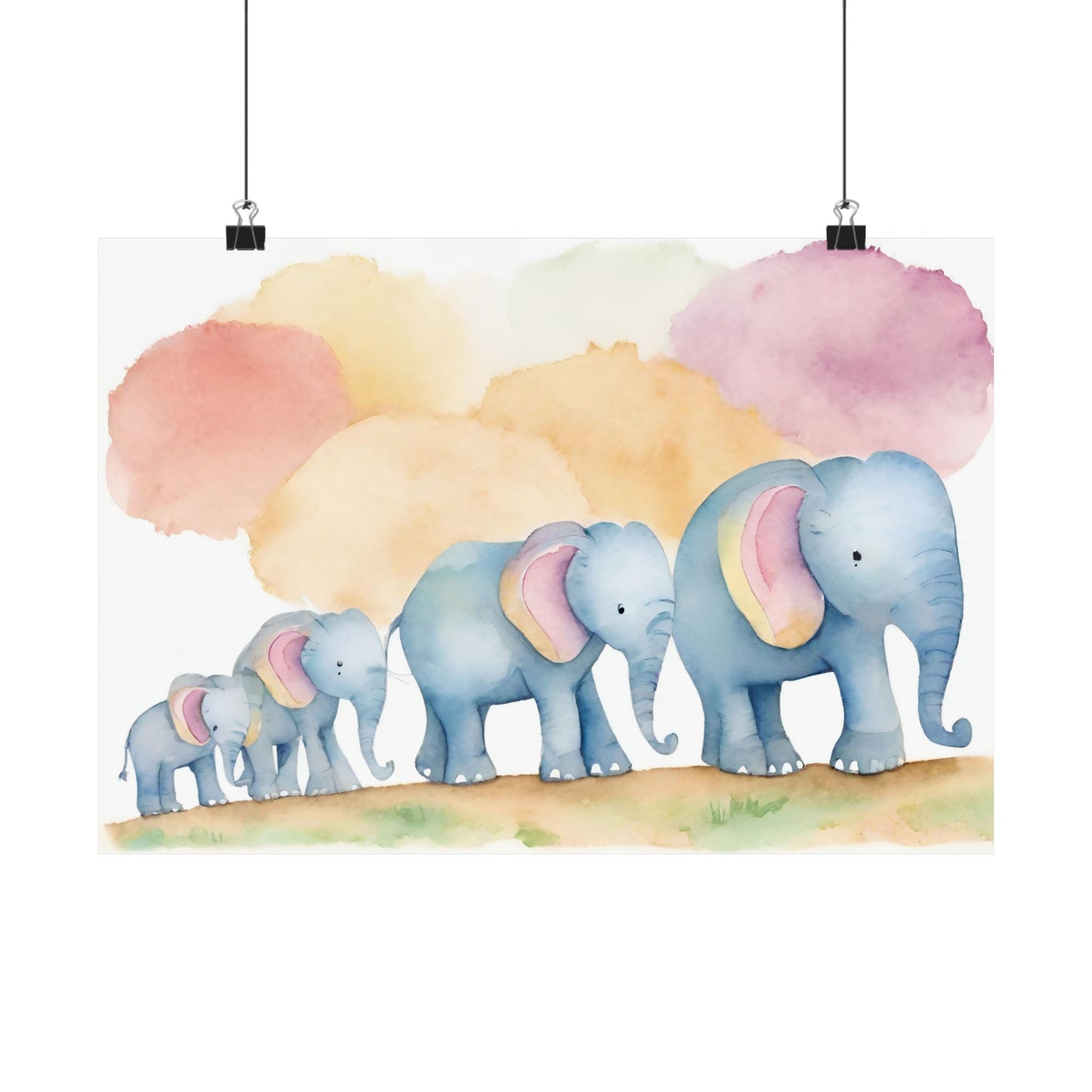 Nursery Elephants 1 Matte Horizontal Posters