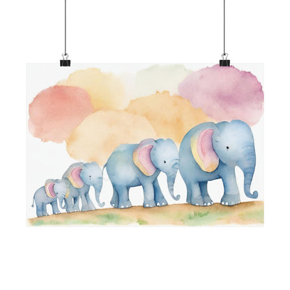 Nursery Elephants 1 Matte Horizontal Posters
