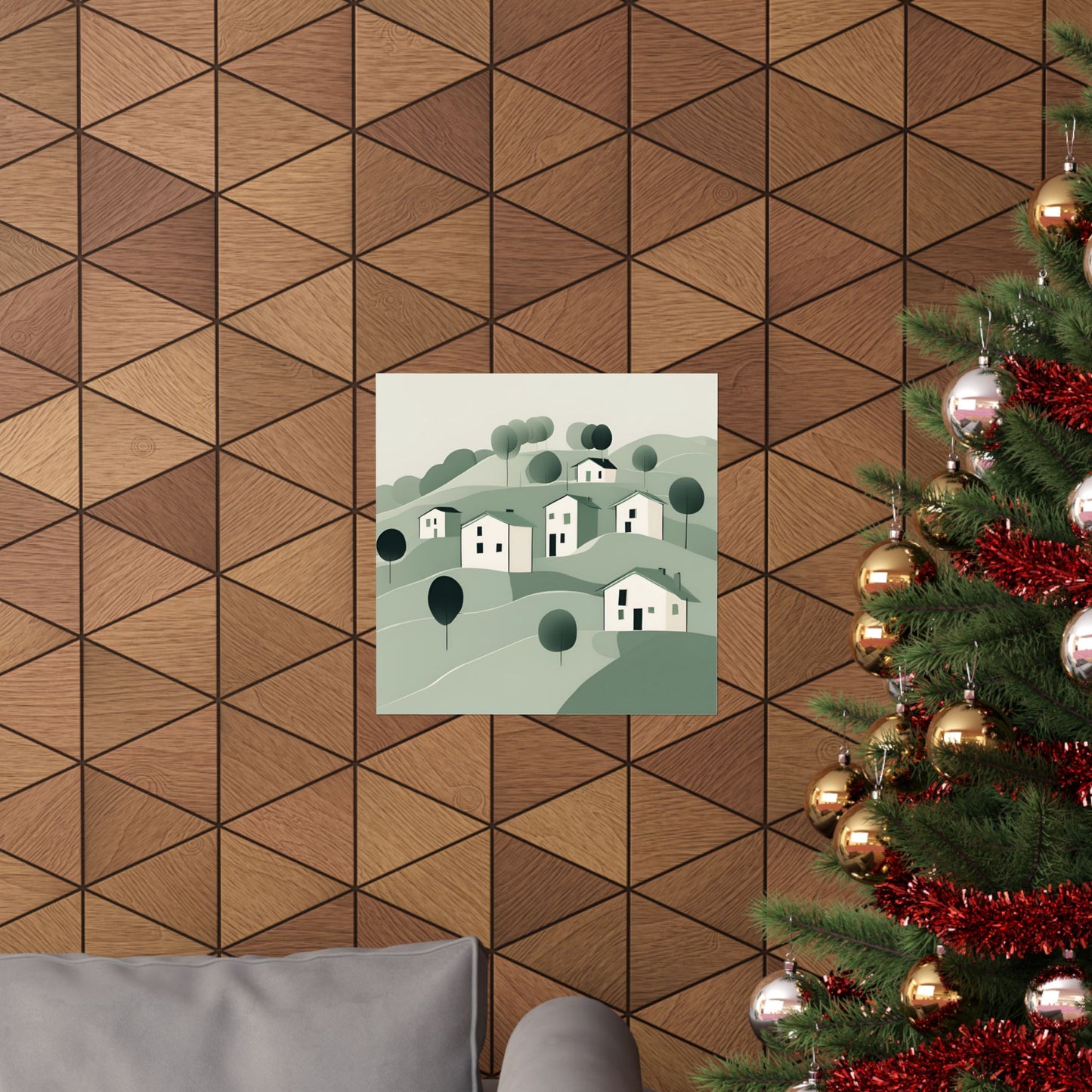 On The Hillside Green 9 Matte Square Posters