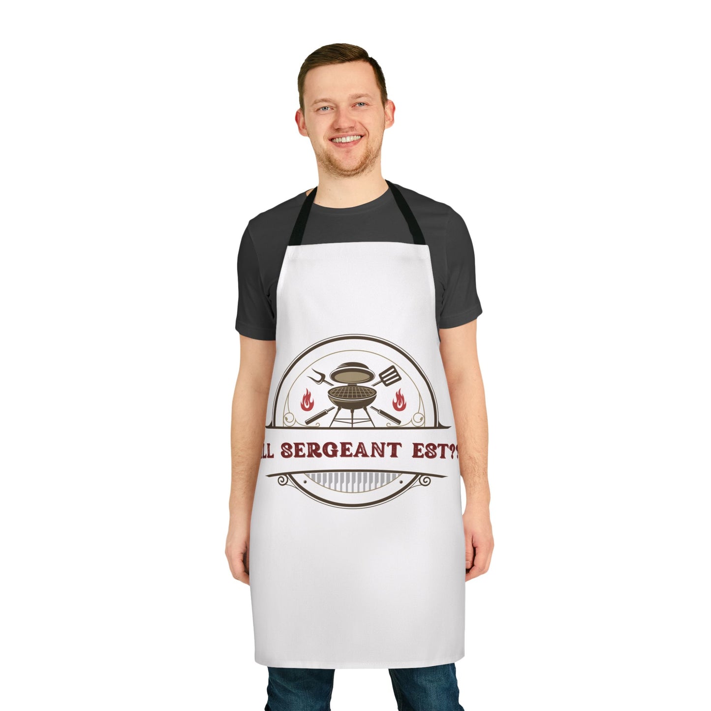 (Personizable) Grill Sergeant EST (????) Funny BBQ Themed Apron 5-Color Straps