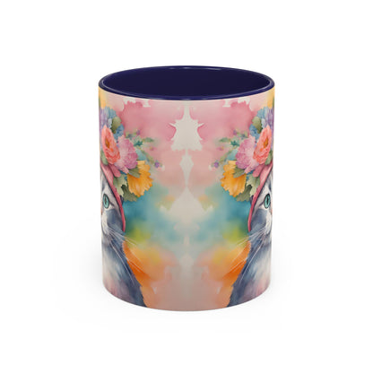 Floral Rag Doll Cat 02 Accent Coffee Mug - 11oz Perfect for Cat Lovers & Gifts
