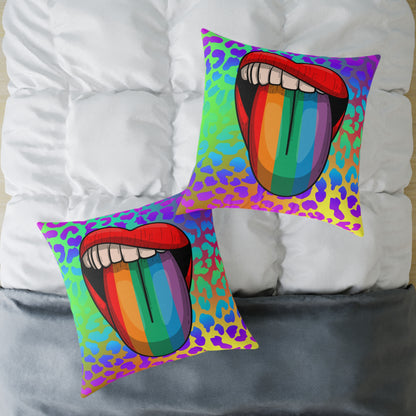 Rainbow Lips Poly Pillow