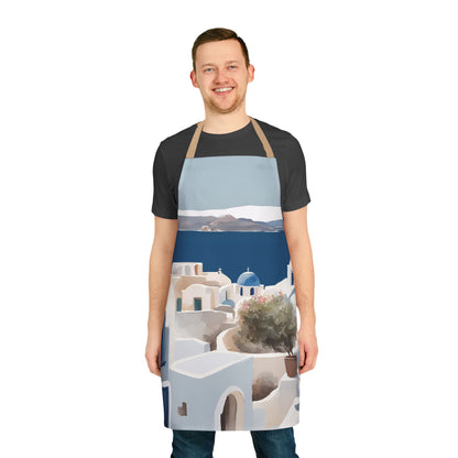 Greek rooftops Adult Apron (AOP)