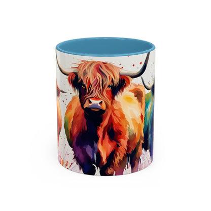 Multicoloured Highland Cow 4 Accent Mug 11oz