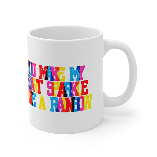 You Make My Heart Sparkle Like A Rainbow Valentines Mug Ceramic 11oz