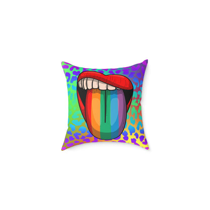 Rainbow Lips Poly Pillow