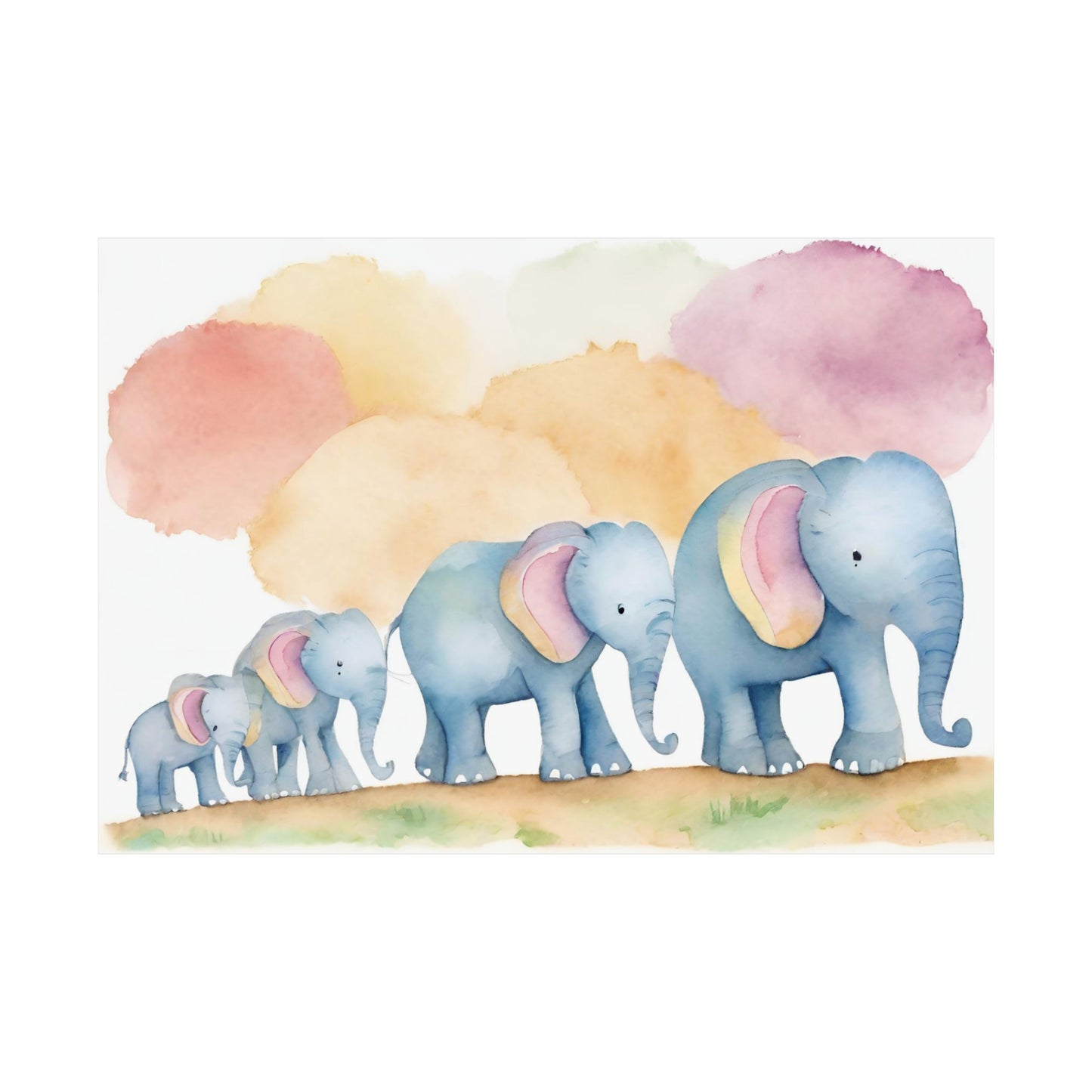Nursery Elephants 1 Matte Horizontal Posters