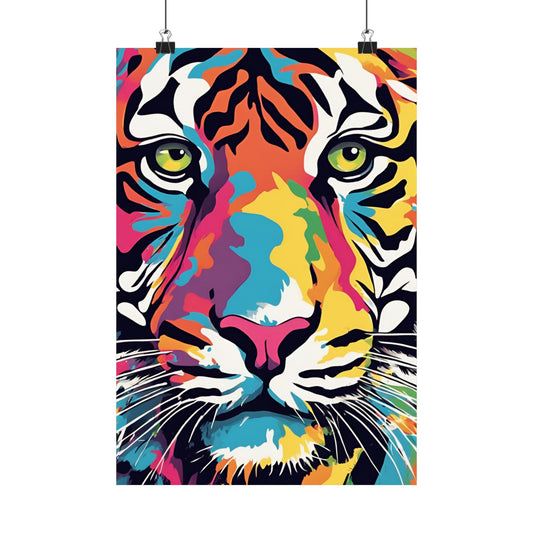 Multicolored Tiger 2 Matte Vertical Poster