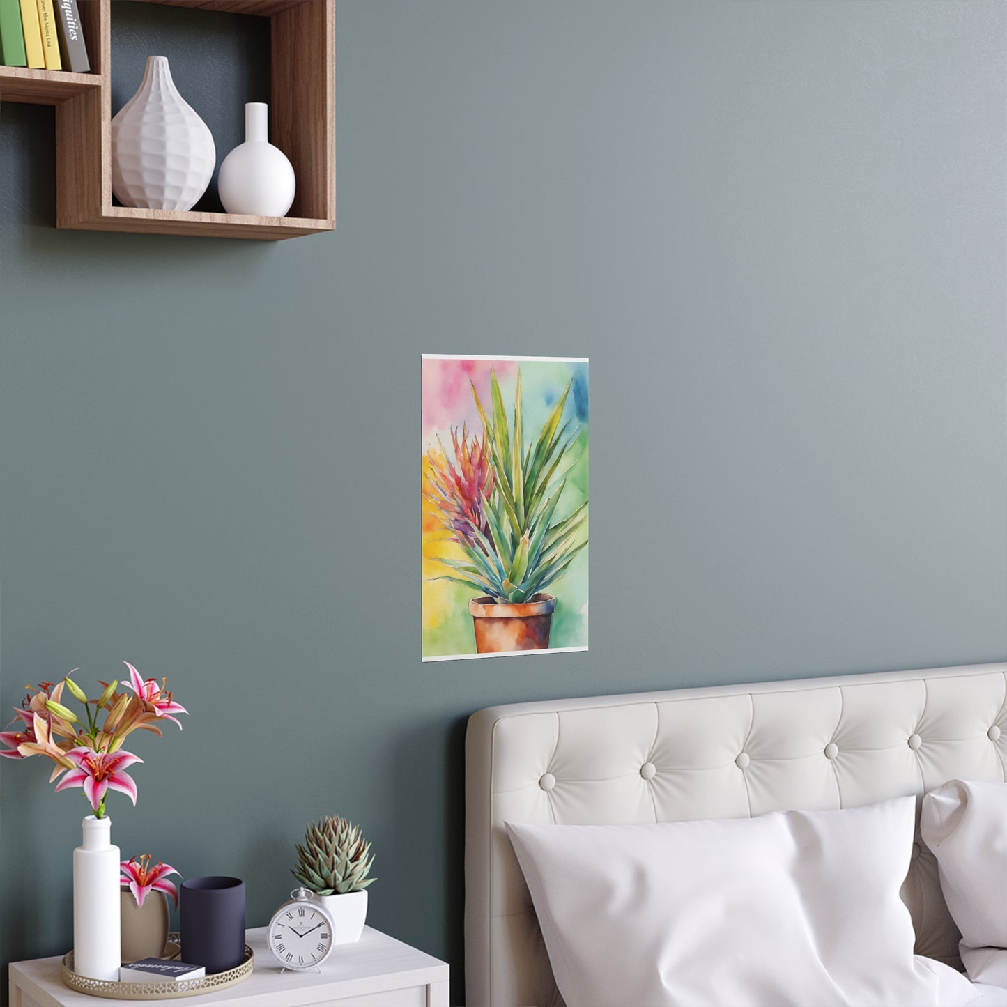 Multicolored Pot Plant 3 Indoor and Outdoor Silk Poster