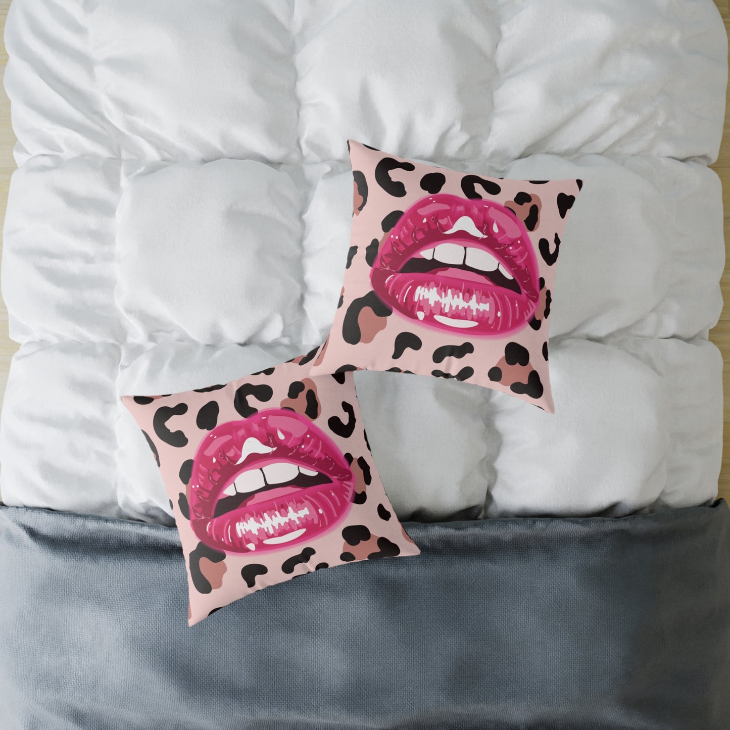 Cheetah Lips Poly Pillow