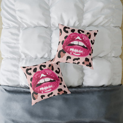 Cheetah Lips Poly Pillow