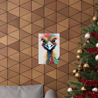 Multicolored Angry Emu 03 Matte Vertical Poster