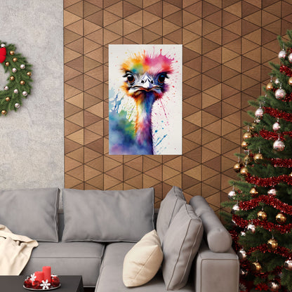 Multicolored Angry Ostrich 02 Matte Vertical Poster
