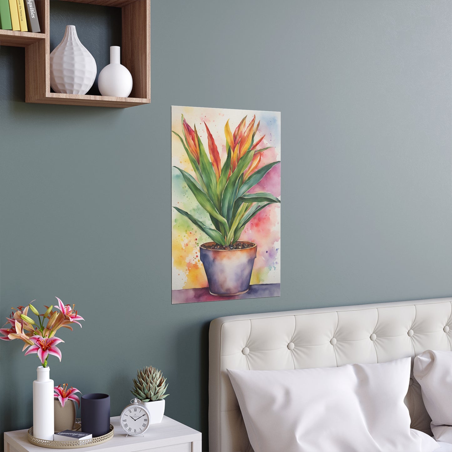 Multicolored Pot Plant 2 Indoor and Outdoor Silk Poster
