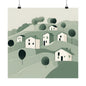 On The Hillside Green 9 Matte Square Posters