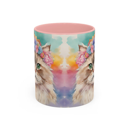 Floral Siamese Cat 02 Accent Coffee Mug - 11oz Perfect for Cat Lovers & Gifts