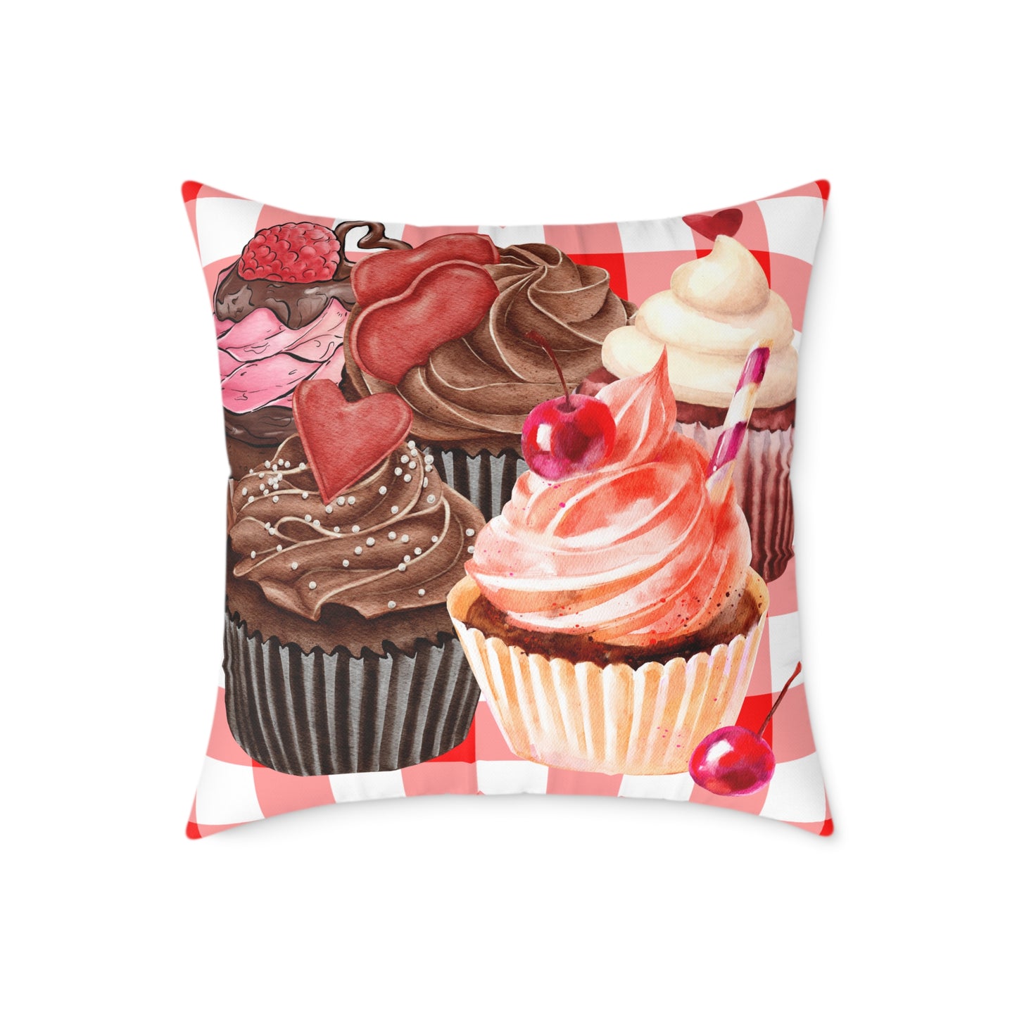 Valentine Cup Cakes Poly Pillow