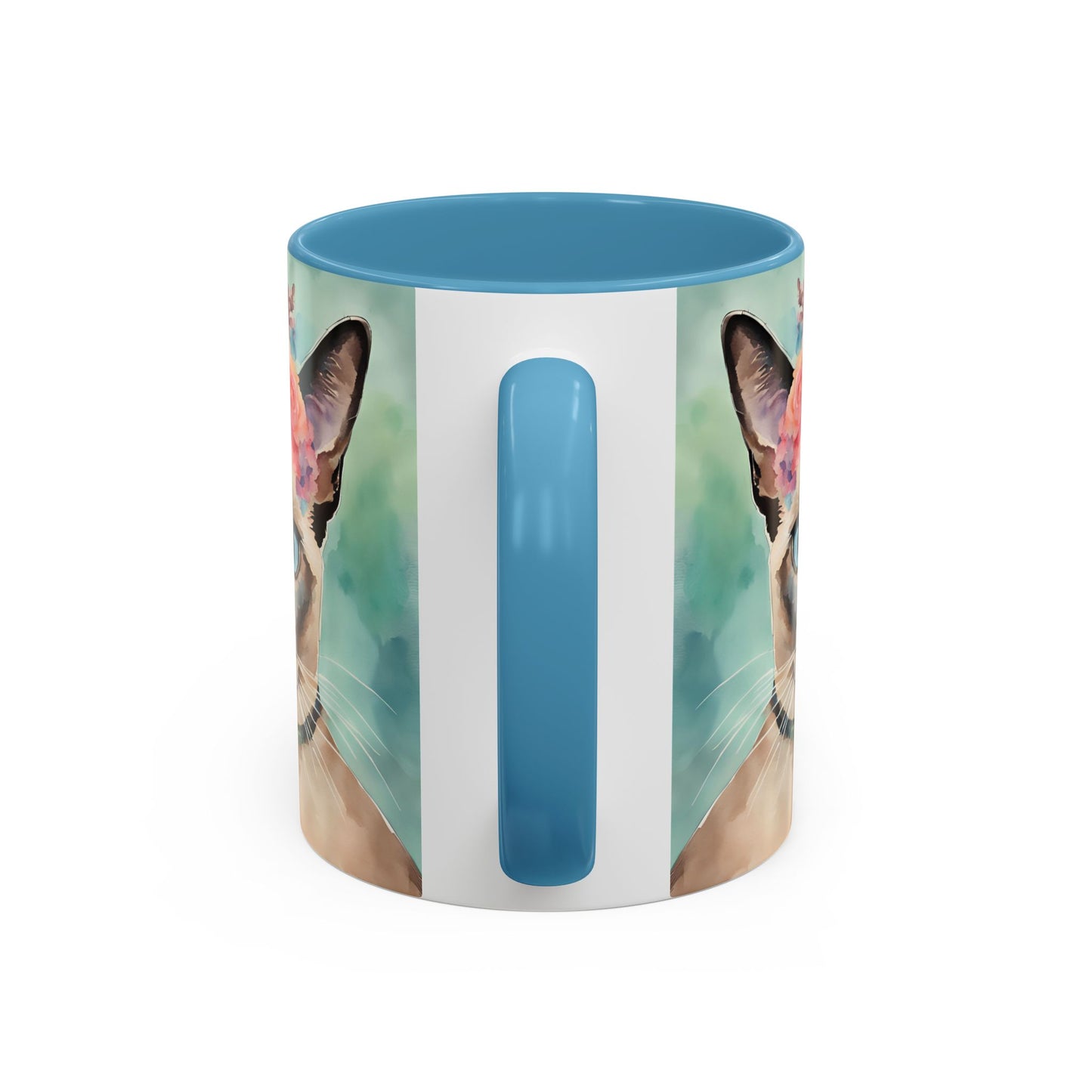 Floral Siamese Cat 01 Accent Coffee Mug - 11oz Perfect for Cat Lovers & Gifts