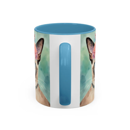 Floral Siamese Cat 01 Accent Coffee Mug - 11oz Perfect for Cat Lovers & Gifts