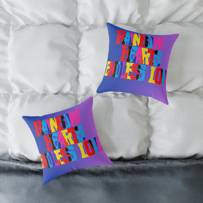 Rainbow Hearts Endless Love Poly Pillow