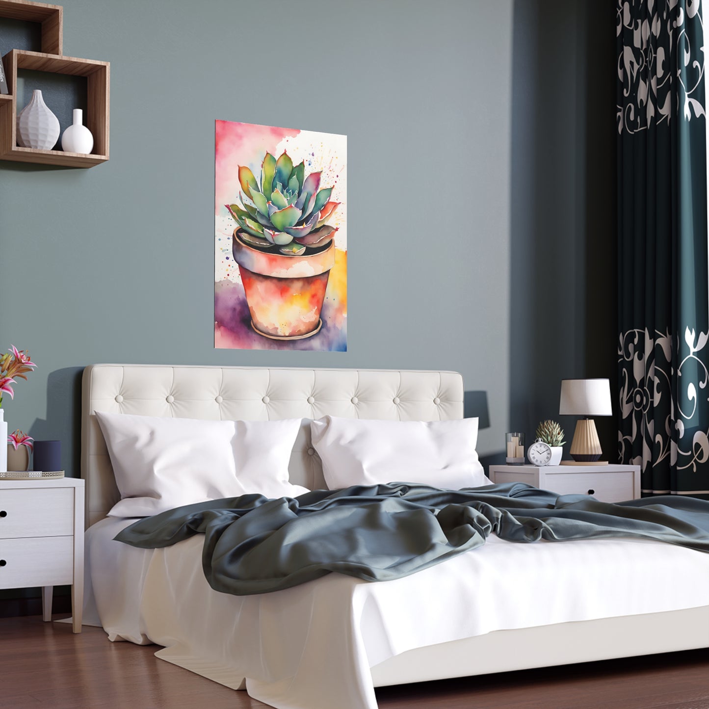 Multicolored Succulent 1 Indoor and Outdoor Silk Poster