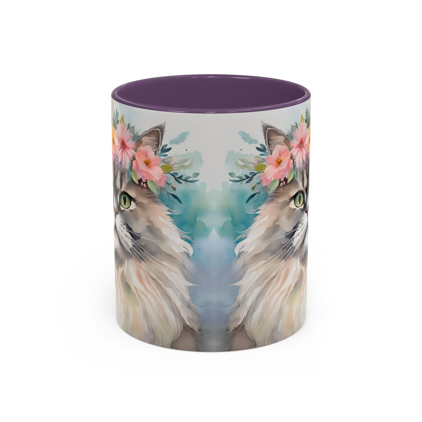 Floral Siamese Cat 01 Accent Coffee Mug - 11oz Perfect for Cat Lovers & Gifts
