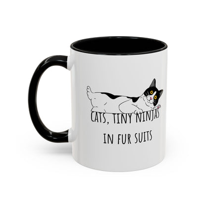 Cats Tiny Ninjas Accent Coffee Mug (11oz)