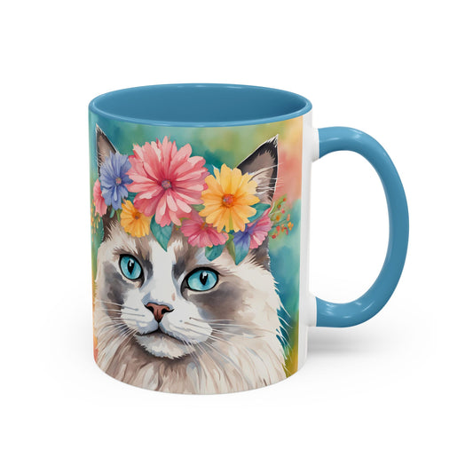 Floral Rag Doll Cat 01 Accent Coffee Mug - 11oz Perfect for Cat Lovers & Gifts