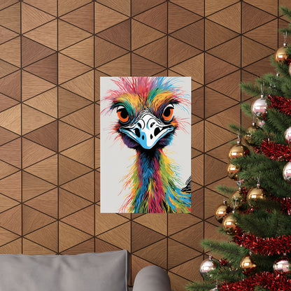 Multicolored Angry Emu 03 Matte Vertical Poster