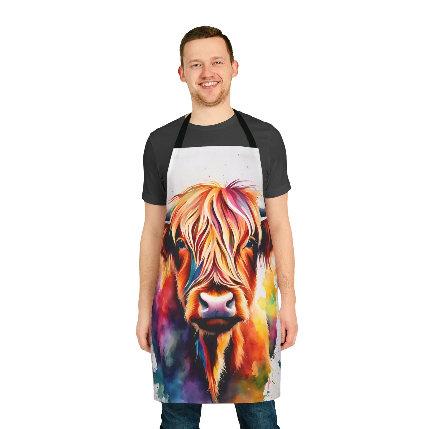 Multicolored Highland Cow Adult Apron (AOP)